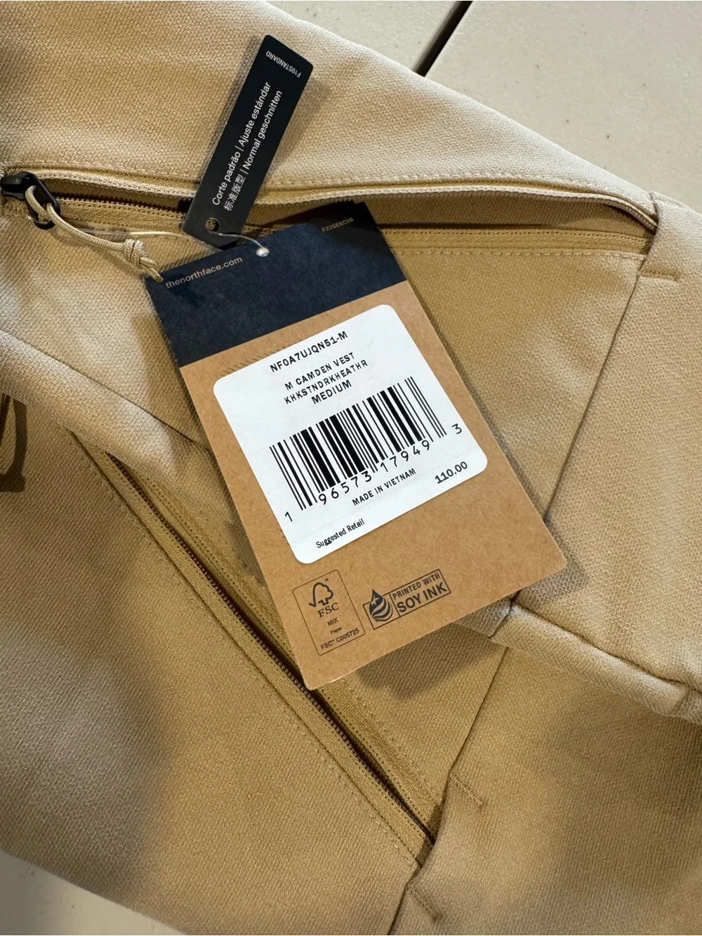 The North Face Camden Soft Shell Vest Khaki Stone Men’s M NWT